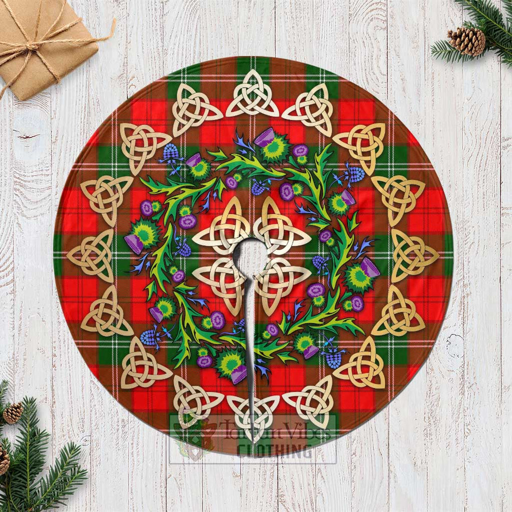 Gartshore Tartan Christmas Tree Skirt with Thistle Celtic Knot Style Casual Tree Skirts - Tartan Vibes Clothing