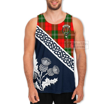 Gartshore Tartan Men's Tank Top Featuring Thistle and Scotland Map