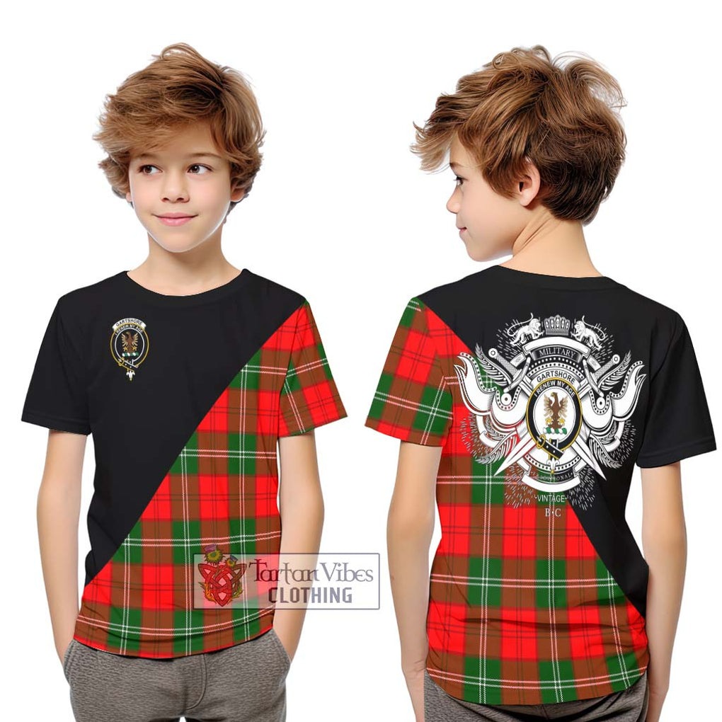 Gartshore Tartan Kid T-Shirt with Family Crest and Military Logo Style Youth XL Size14 - Tartanvibesclothing Shop