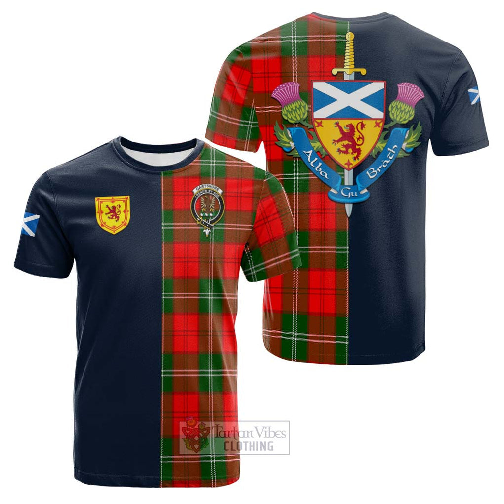 Tartan Vibes Clothing Gartshore Tartan Cotton T-shirt with Scottish Lion Royal Arm Half Style