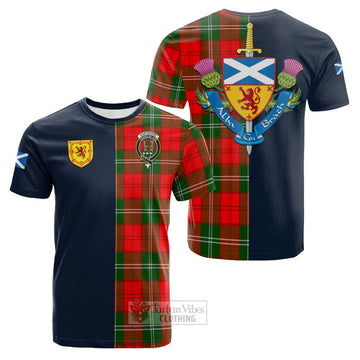 Gartshore Tartan Cotton T-shirt Alba with Scottish Lion Royal Arm Half Style