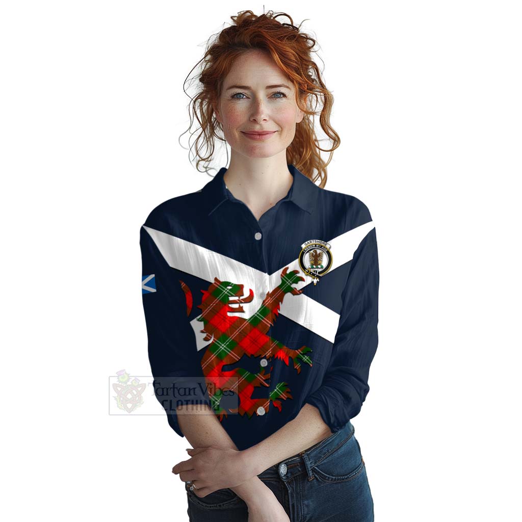 Tartan Vibes Clothing Gartshore Tartan Lion Rampant Women's Casual Shirt Proudly Display Your Heritage with Alba Gu Brath and Clan Name