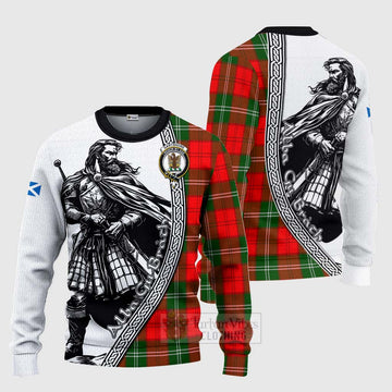 Gartshore Tartan Clan Crest Knitted Sweater with Highlander Warrior Celtic Style Unisex - Tartan Vibes Clothing