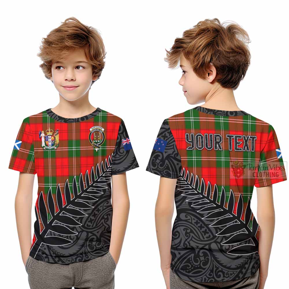 Tartan Vibes Clothing Gartshore Crest Tartan Kid T-Shirt with New Zealand Silver Fern Half Style