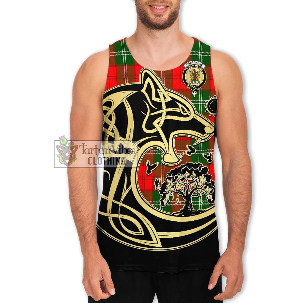 Gartshore Tartan Men's Tank Top with Family Crest Celtic Wolf Style Men - Tartan Vibes Clothing