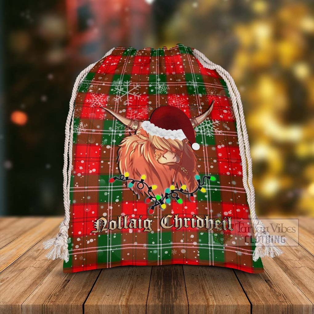 Tartan Vibes Clothing Gartshore Tartan Christmas Santa's Bag with Highland Cow