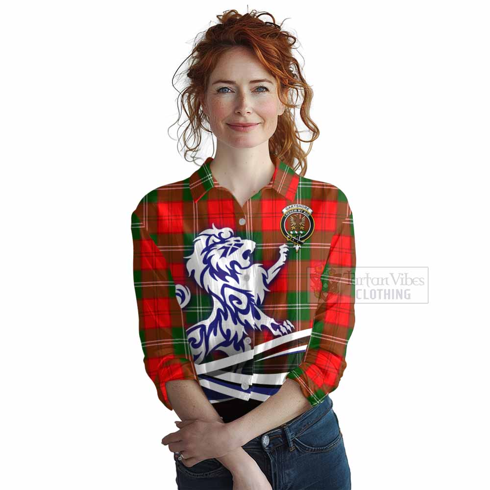 Tartan Vibes Clothing Gartshore Tartan Women's Casual Shirt with Alba Gu Brath Regal Lion Emblem