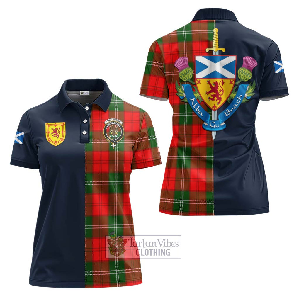 Tartan Vibes Clothing Gartshore Tartan Women's Polo Shirt with Scottish Lion Royal Arm Half Style