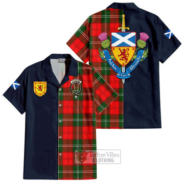 Gartshore Tartan Short Sleeve Button Shirt Alba with Scottish Lion Royal Arm Half Style