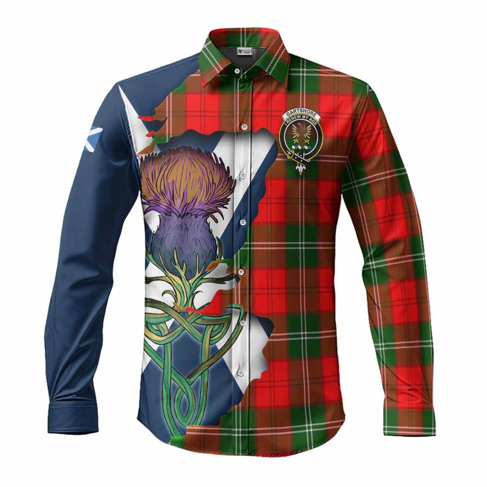 Gartshore Tartan Family Crest Long Sleeve Button Shirt Scottish Thistle Celtic Inspired Men's Shirt S - Tartan Vibes Clothing