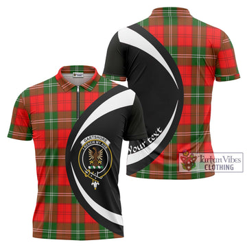 Gartshore Tartan Zipper Polo Shirt with Family Crest Circle Style