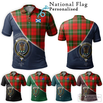 Gartshore Tartan Polo Shirt with Personalised National Flag and Family Crest Half Style