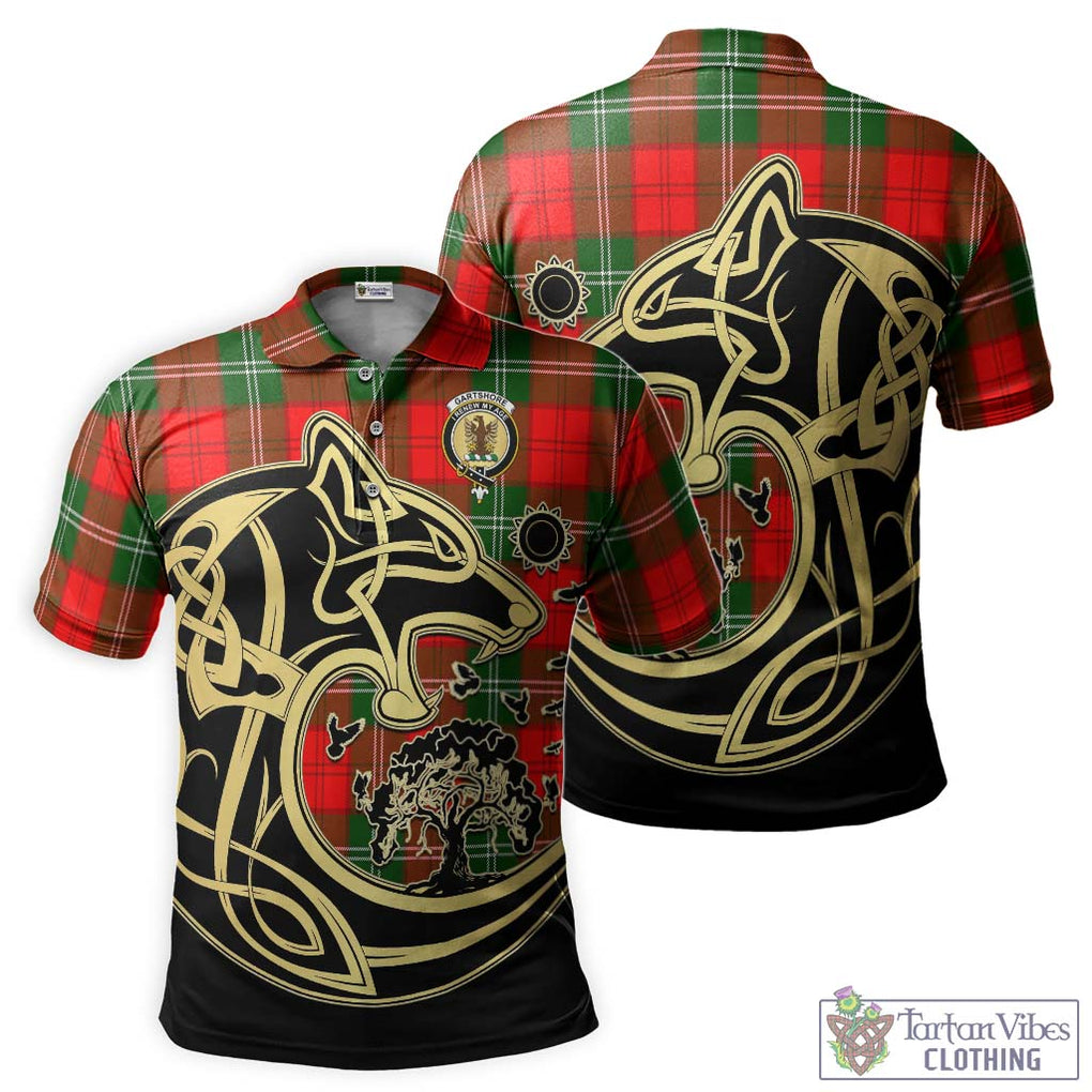 Gartshore Tartan Polo Shirt with Family Crest Celtic Wolf Style Kid - Tartanvibesclothing Shop