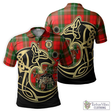 Gartshore Tartan Polo Shirt with Family Crest Celtic Wolf Style