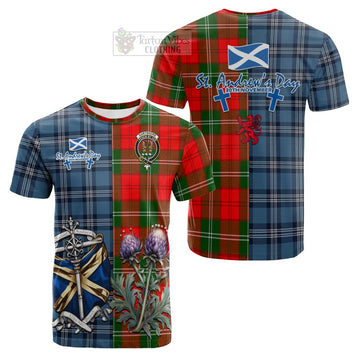 Gartshore Tartan Cotton T-shirt Happy St. Andrew's Day Half Tartan Style