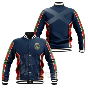 Gartshore Tartan Baseball Jacket with Family Crest and Scottish Thistle Vibes Sport Style