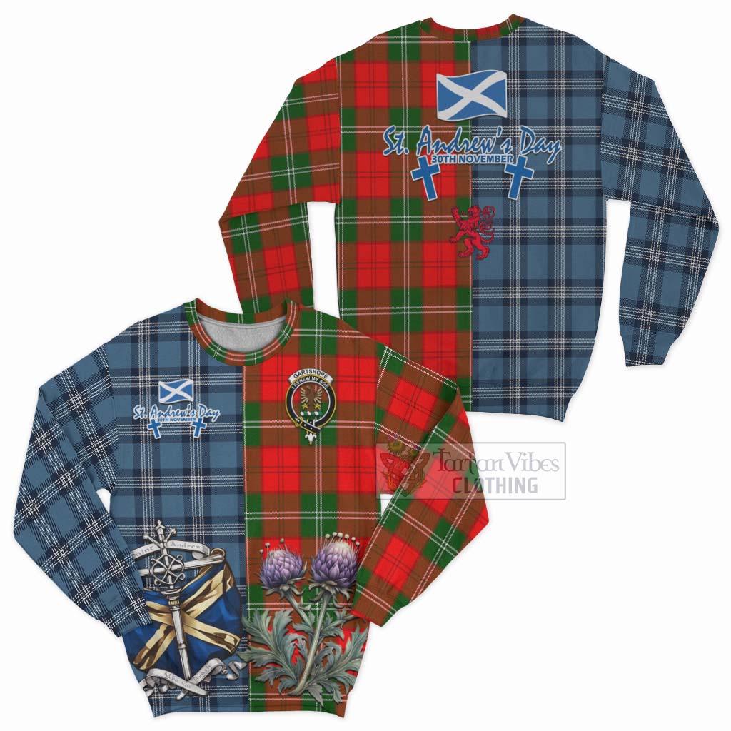 Tartan Vibes Clothing Gartshore Tartan Sweatshirt Happy St. Andrew's Day Half Tartan Style