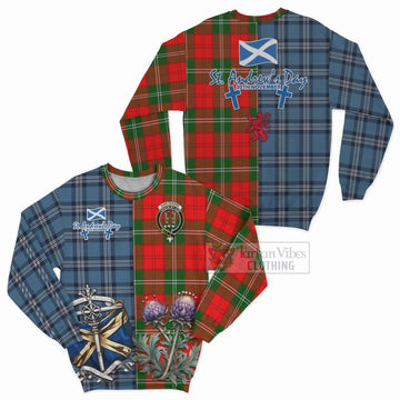 Gartshore Tartan Sweatshirt Happy St. Andrew's Day Half Tartan Style