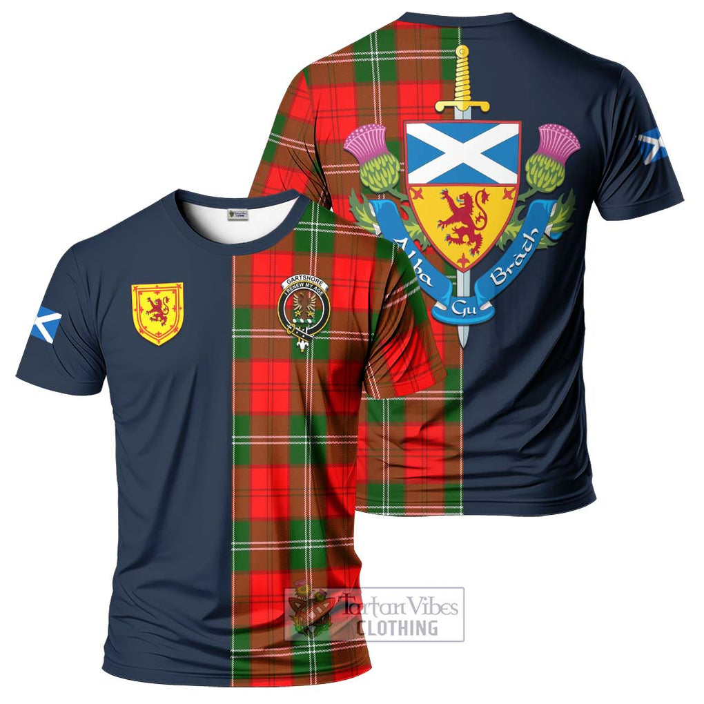 Tartan Vibes Clothing Gartshore Tartan T-Shirt Alba with Scottish Lion Royal Arm Half Style