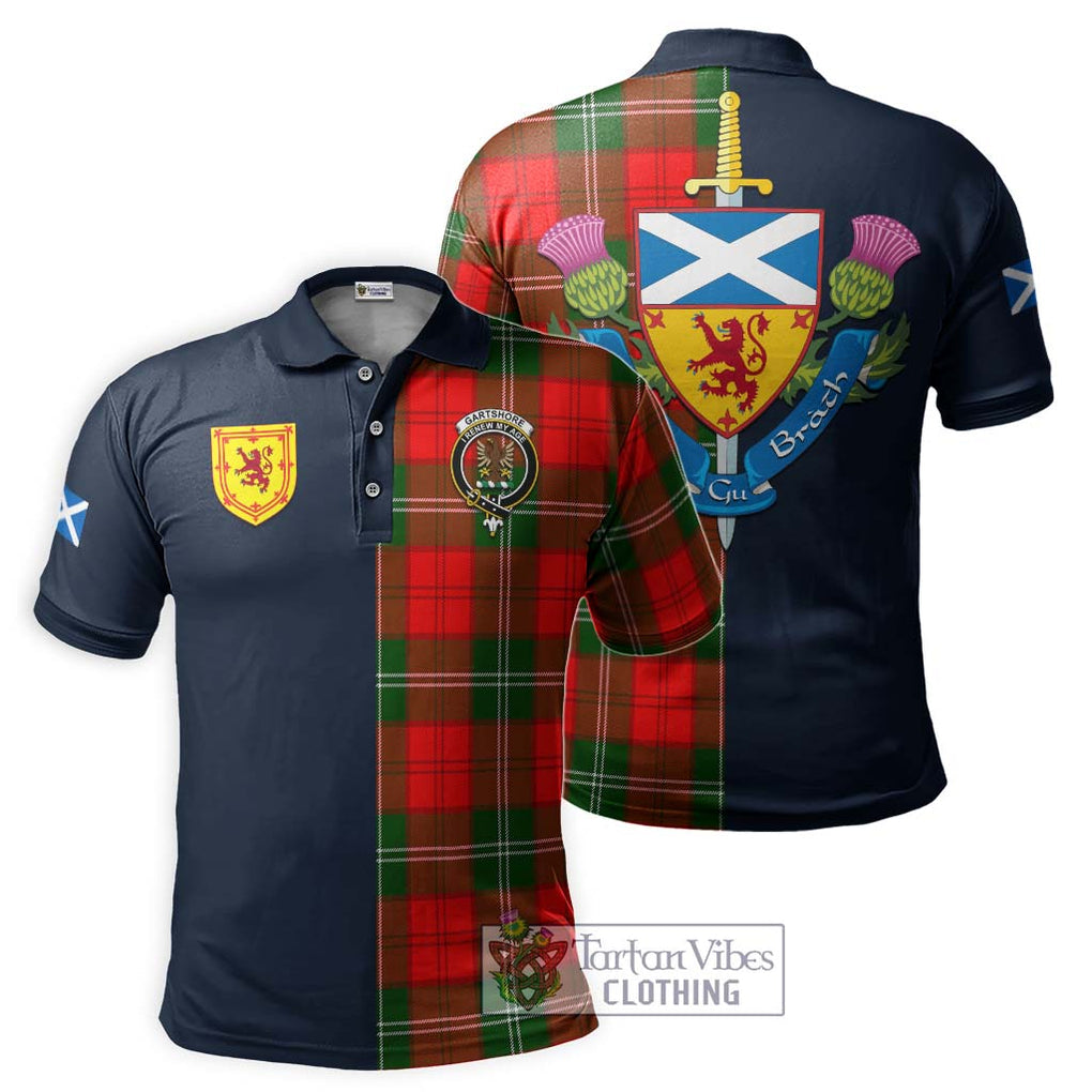 Tartan Vibes Clothing Gartshore Tartan Polo Shirt with Scottish Lion Royal Arm Half Style