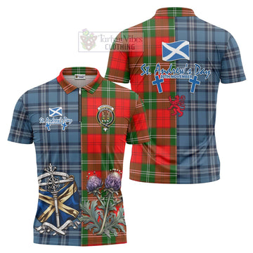 Gartshore Tartan Zipper Polo Shirt Happy St. Andrew's Day Half Tartan Style