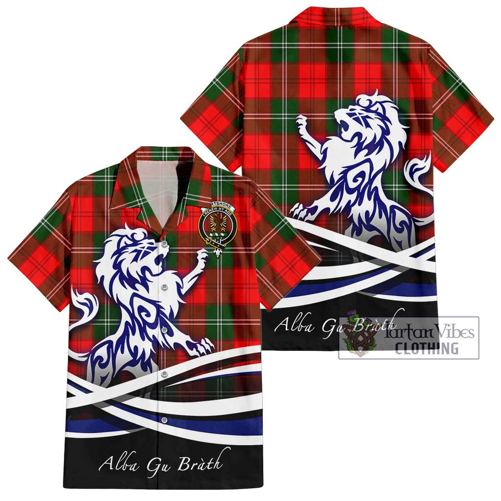 Gartshore Tartan Short Sleeve Button Shirt with Alba Gu Brath Regal Lion Emblem Kid - Tartanvibesclothing Shop