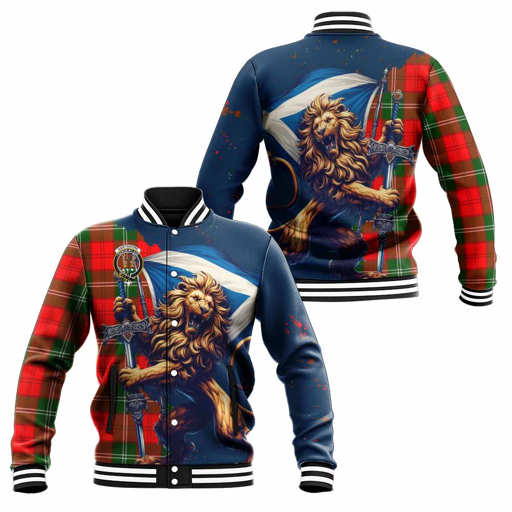 Tartan Vibes Clothing Gartshore Tartan Family Crest Baseball Jacket with Scottish Majestic Lion