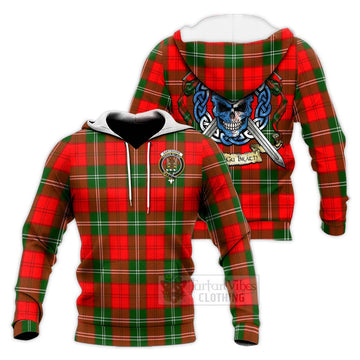 Gartshore Tartan Knitted Hoodie with Family Crest Celtic Skull Style