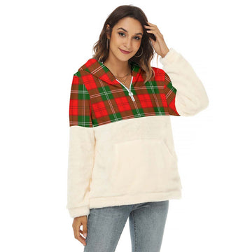 Gartshore Tartan Women's Borg Fleece Hoodie With Half Zip