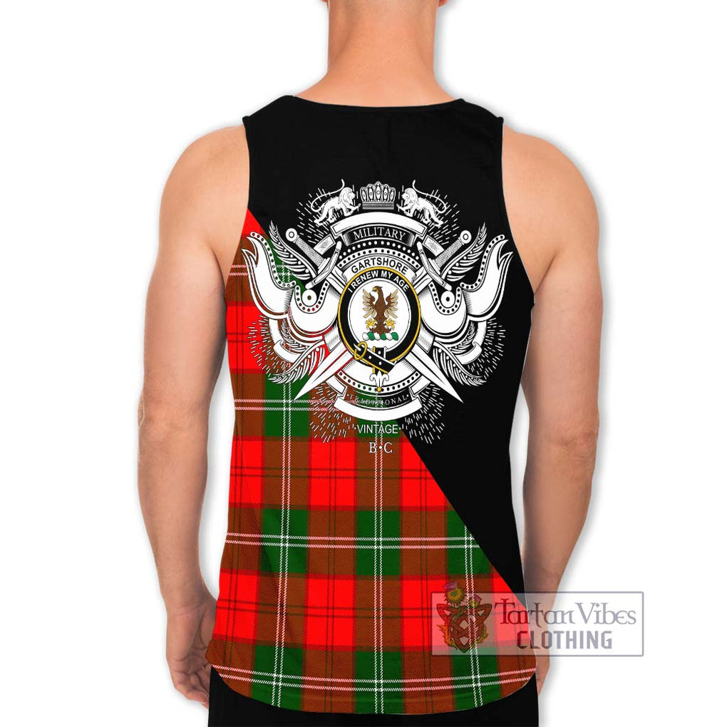 Gartshore Tartan Men's Tank Top with Family Crest and Military Logo Style - Tartanvibesclothing Shop