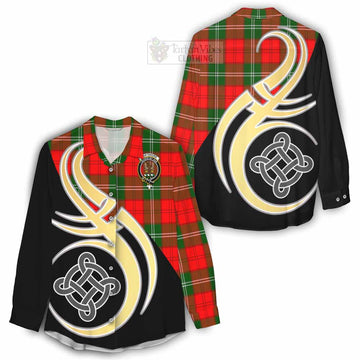 Gartshore Tartan Women's Casual Shirt with Family Crest and Celtic Symbol Style