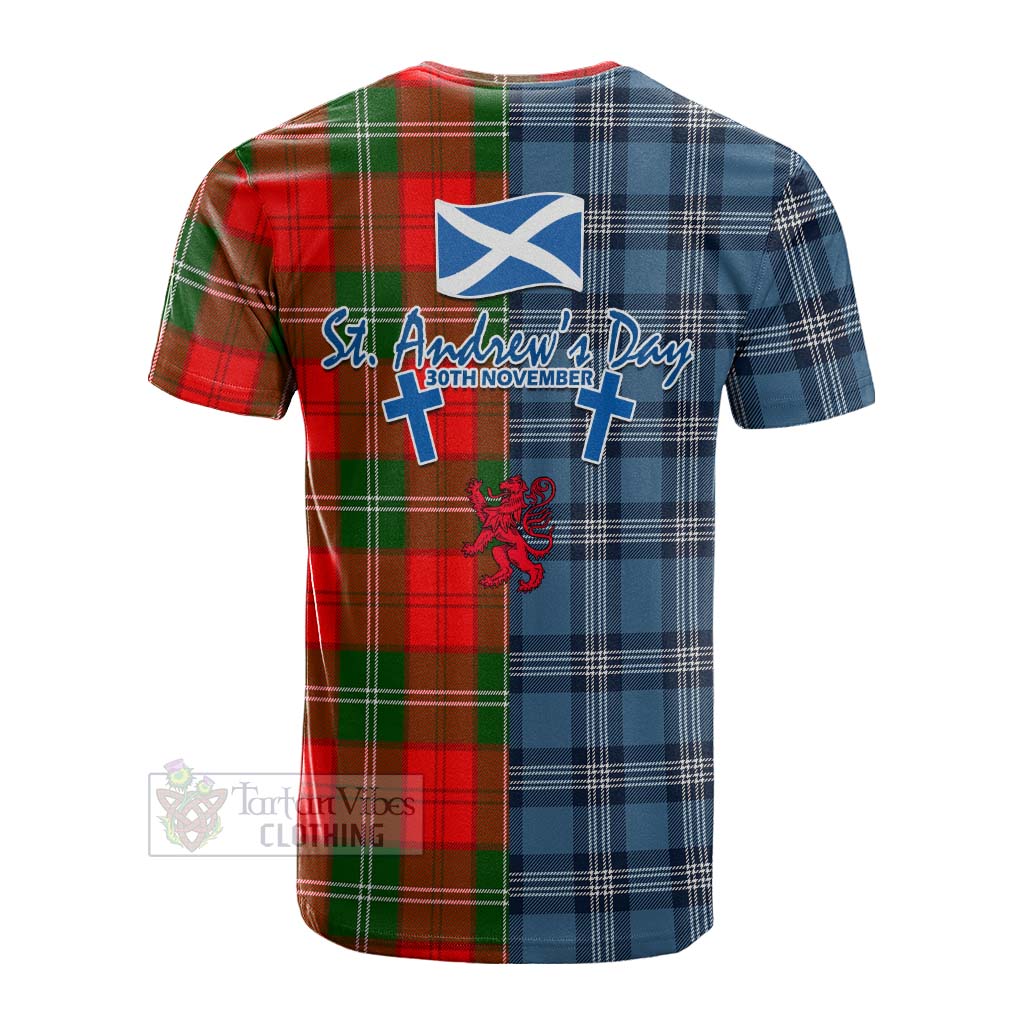 Tartan Vibes Clothing Gartshore Tartan Cotton T-shirt Happy St. Andrew's Day Half Tartan Style