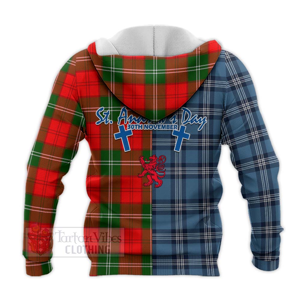 Tartan Vibes Clothing Gartshore Tartan Knitted Hoodie Happy St. Andrew's Day Half Tartan Style