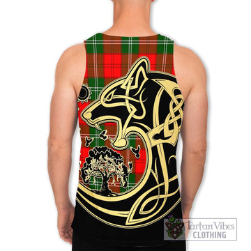 Gartshore Tartan Men's Tank Top with Family Crest Celtic Wolf Style