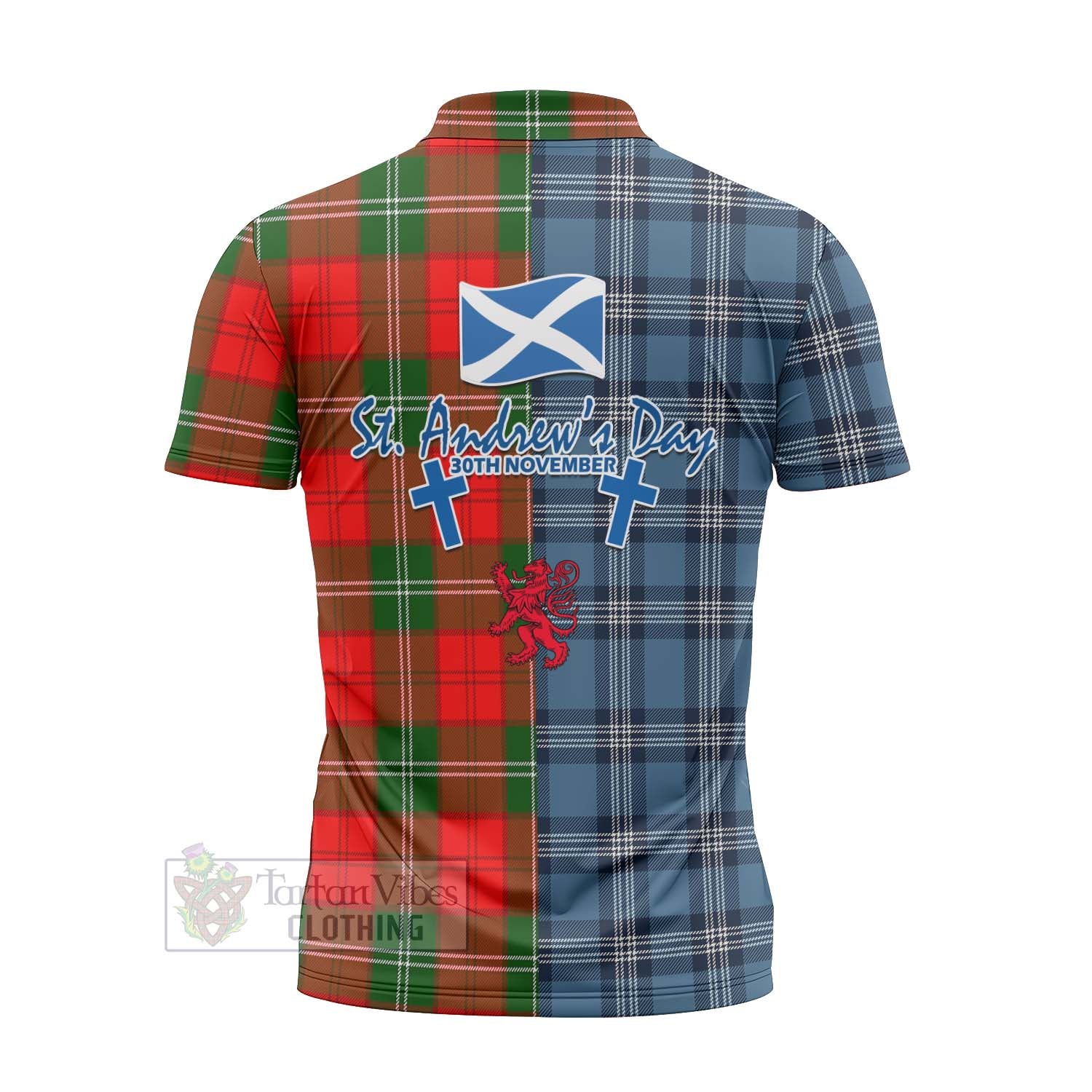 Tartan Vibes Clothing Gartshore Tartan Zipper Polo Shirt Happy St. Andrew's Day Half Tartan Style