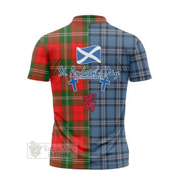 Gartshore Tartan Zipper Polo Shirt Happy St. Andrew's Day Half Tartan Style