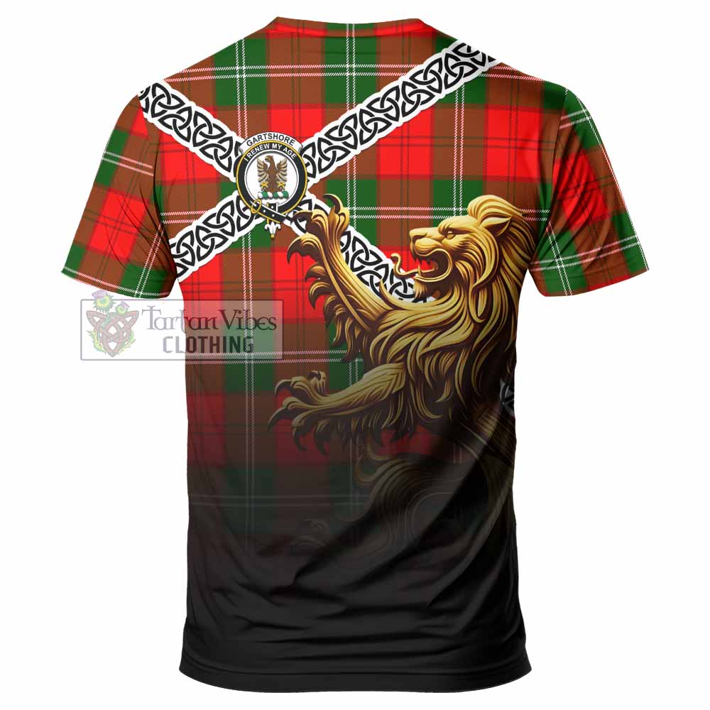 Gartshore Crest Tartan T-Shirt with Golden Lion Emblem Celtic Style - Tartan Vibes Clothing