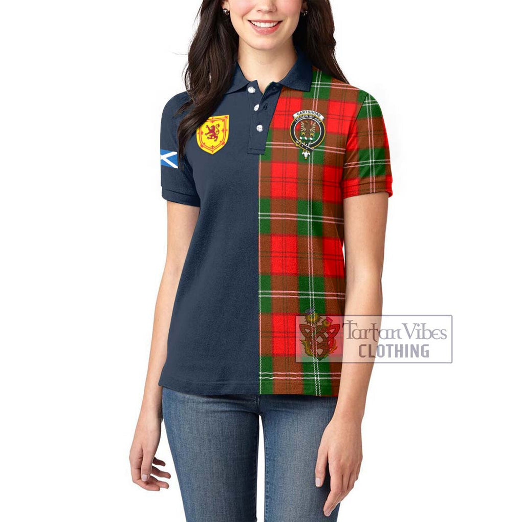 Tartan Vibes Clothing Gartshore Tartan Women's Polo Shirt with Scottish Lion Royal Arm Half Style