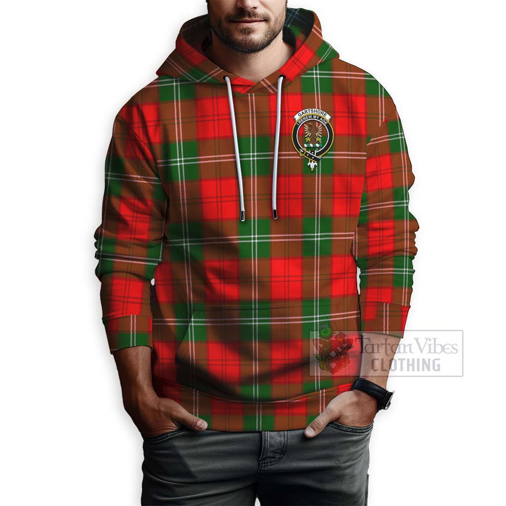 Tartan Vibes Clothing Gartshore Tartan Hoodie with Family Crest and Bearded Skull Holding Bottles of Whiskey