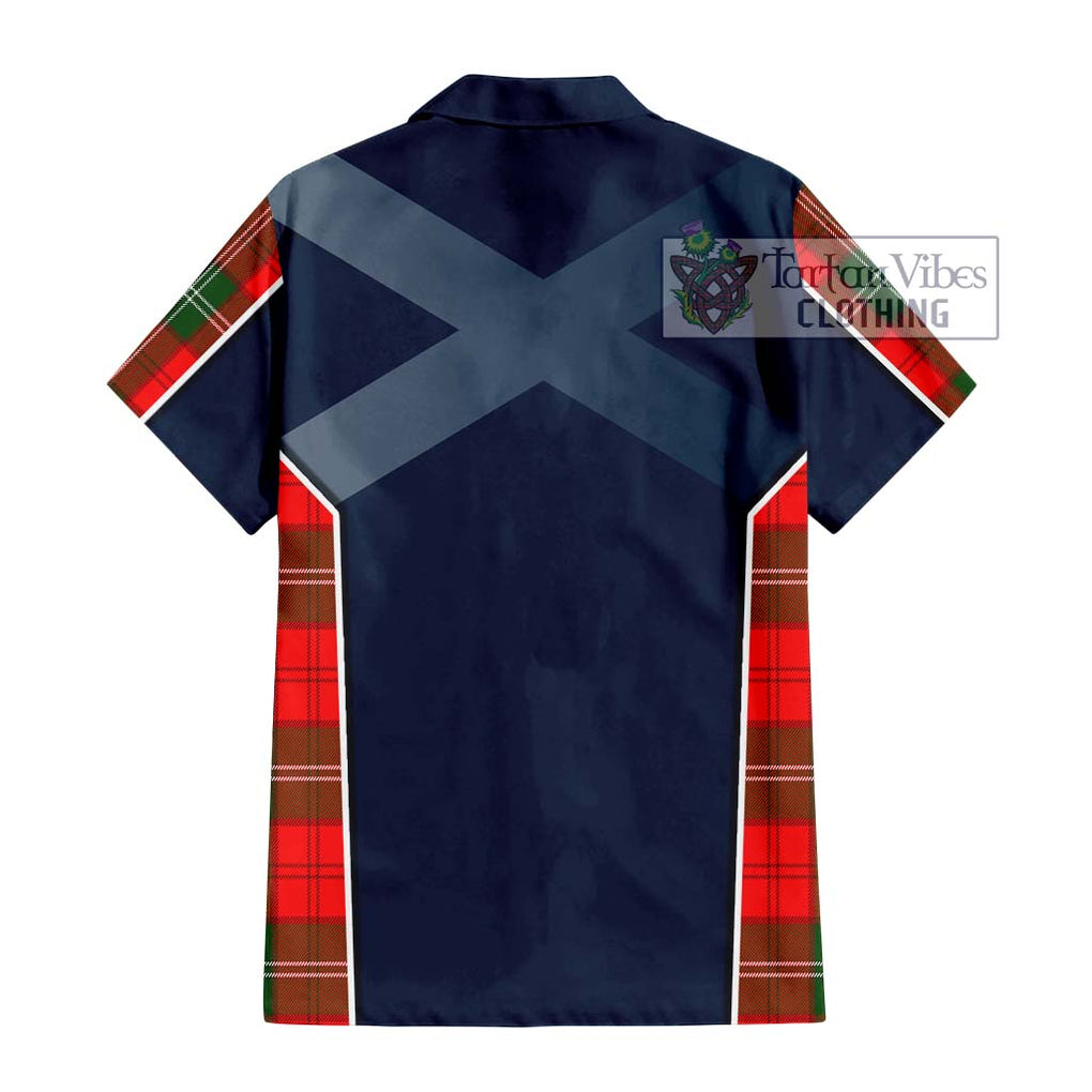 Gartshore Tartan Short Sleeve Button Shirt with Family Crest and Lion Rampant Vibes Sport Style - Tartan Vibes Clothing