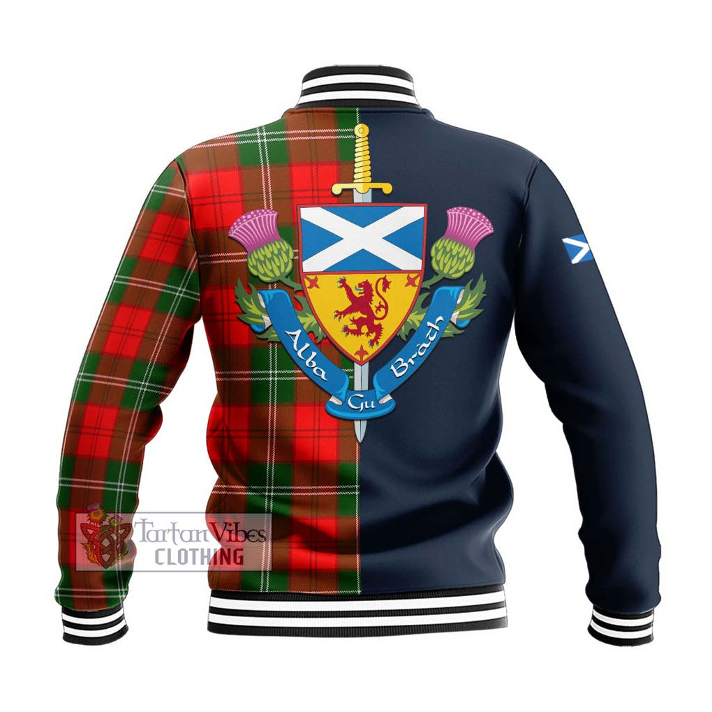 Gartshore Tartan Baseball Jacket Alba with Scottish Lion Royal Arm Half Style - Tartan Vibes Clothing