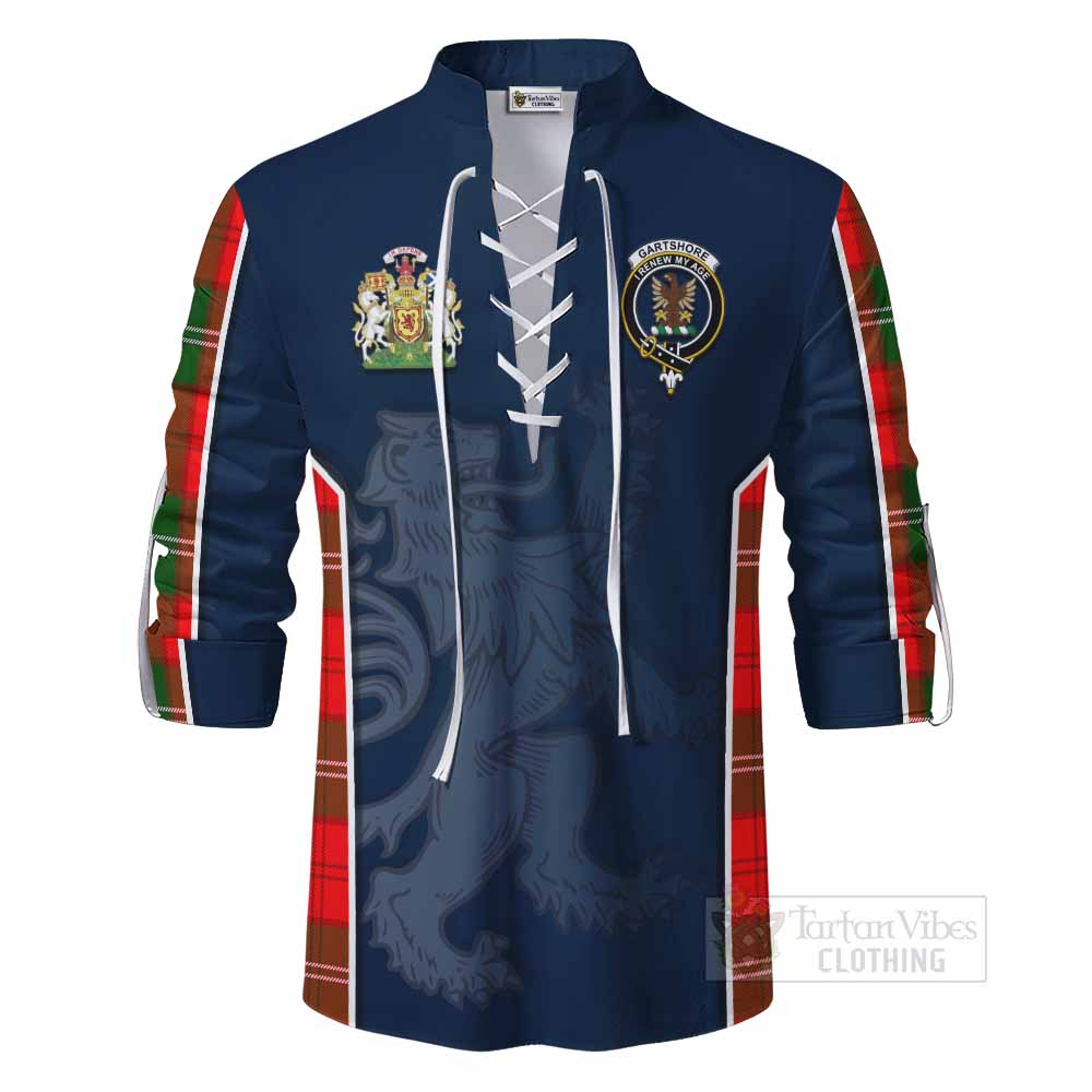 Tartan Vibes Clothing Gartshore Tartan Ghillie Kilt Shirt with Family Crest and Lion Rampant Vibes Sport Style