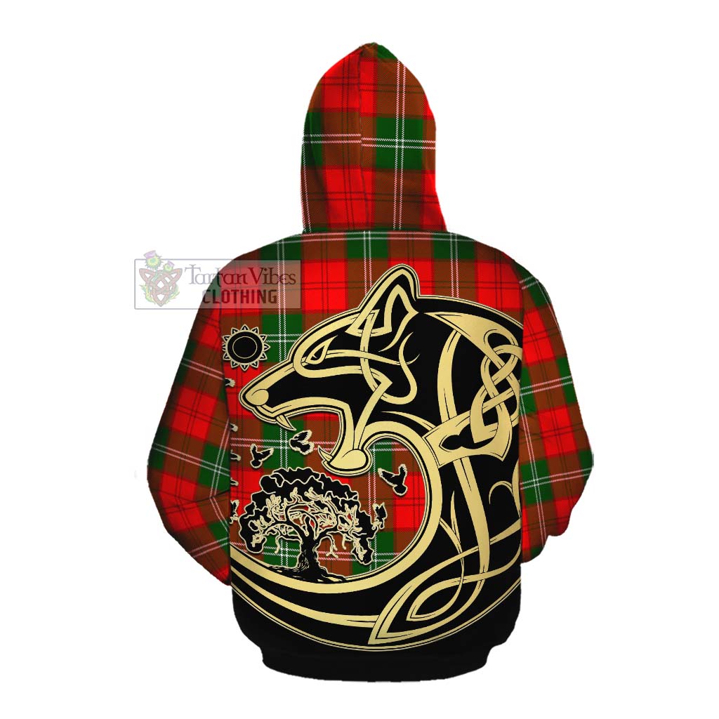 Tartan Vibes Clothing Gartshore Tartan Cotton Hoodie with Family Crest Celtic Wolf Style