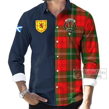 Gartshore Tartan Long Sleeve Button Shirt Alba with Scottish Lion Royal Arm Half Style