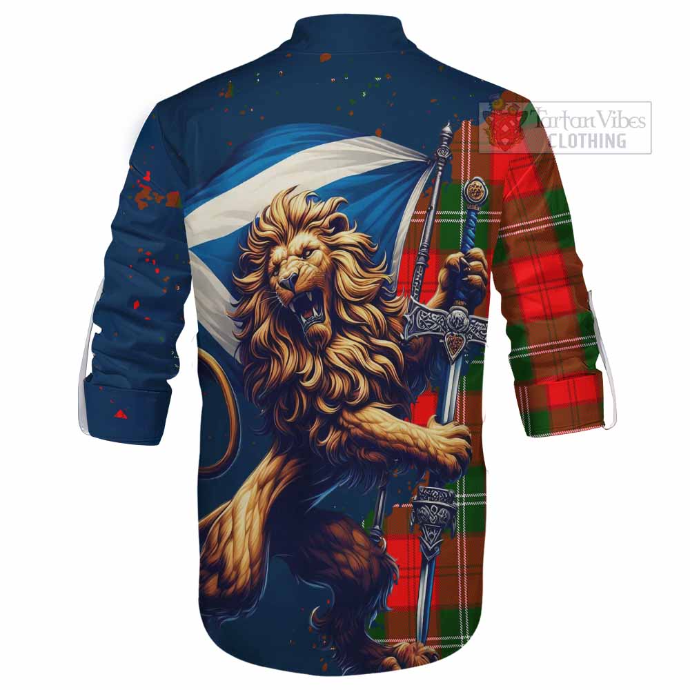 Tartan Vibes Clothing Gartshore Tartan Family Crest Ghillie Kilt Shirt with Scottish Majestic Lion