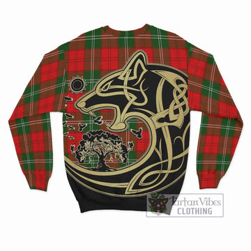 Gartshore Tartan Sweatshirt with Family Crest Celtic Wolf Style