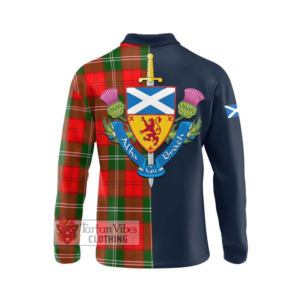 Tartan Vibes Clothing Gartshore Tartan Long Sleeve Polo Shirt with Scottish Lion Royal Arm Half Style