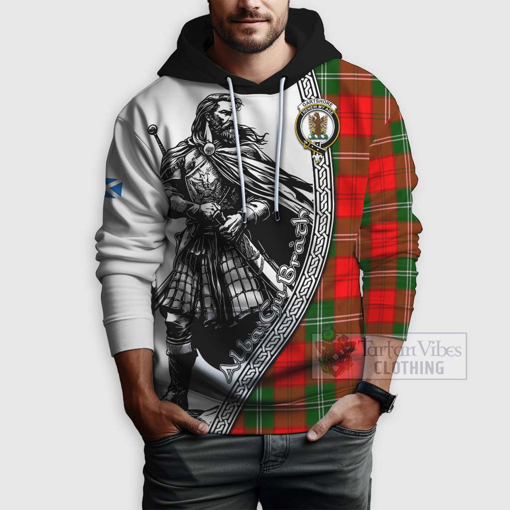 Tartan Vibes Clothing Gartshore Tartan Clan Crest Hoodie with Highlander Warrior Celtic Style