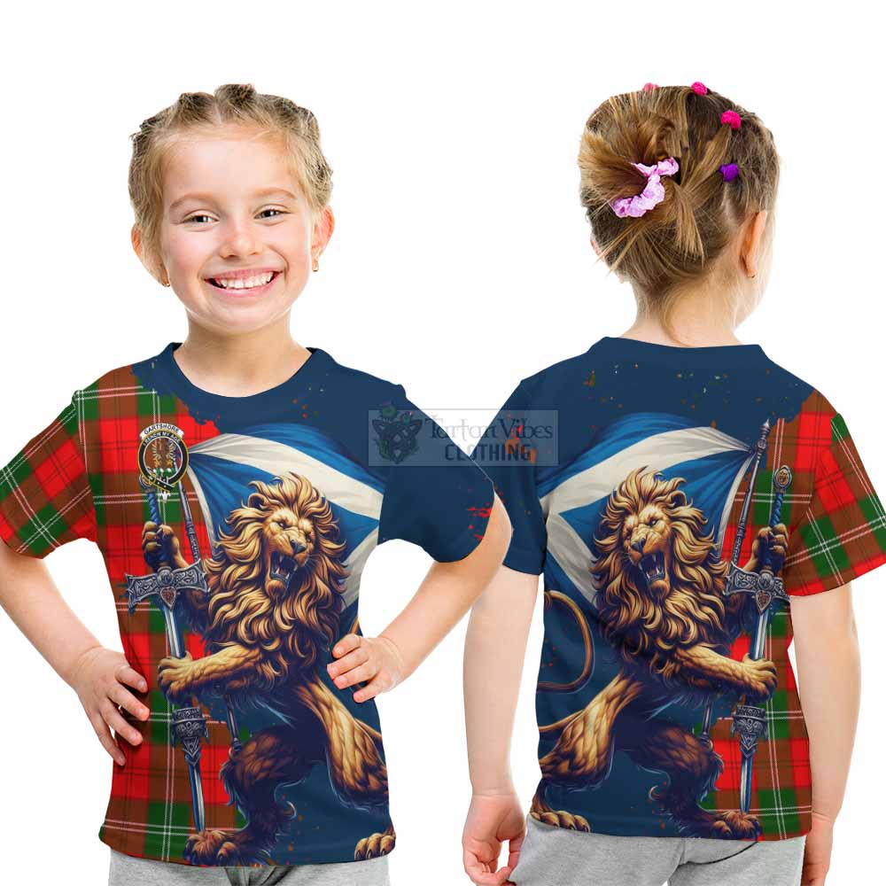 Tartan Vibes Clothing Gartshore Tartan Family Crest Kid T-Shirt with Scottish Majestic Lion