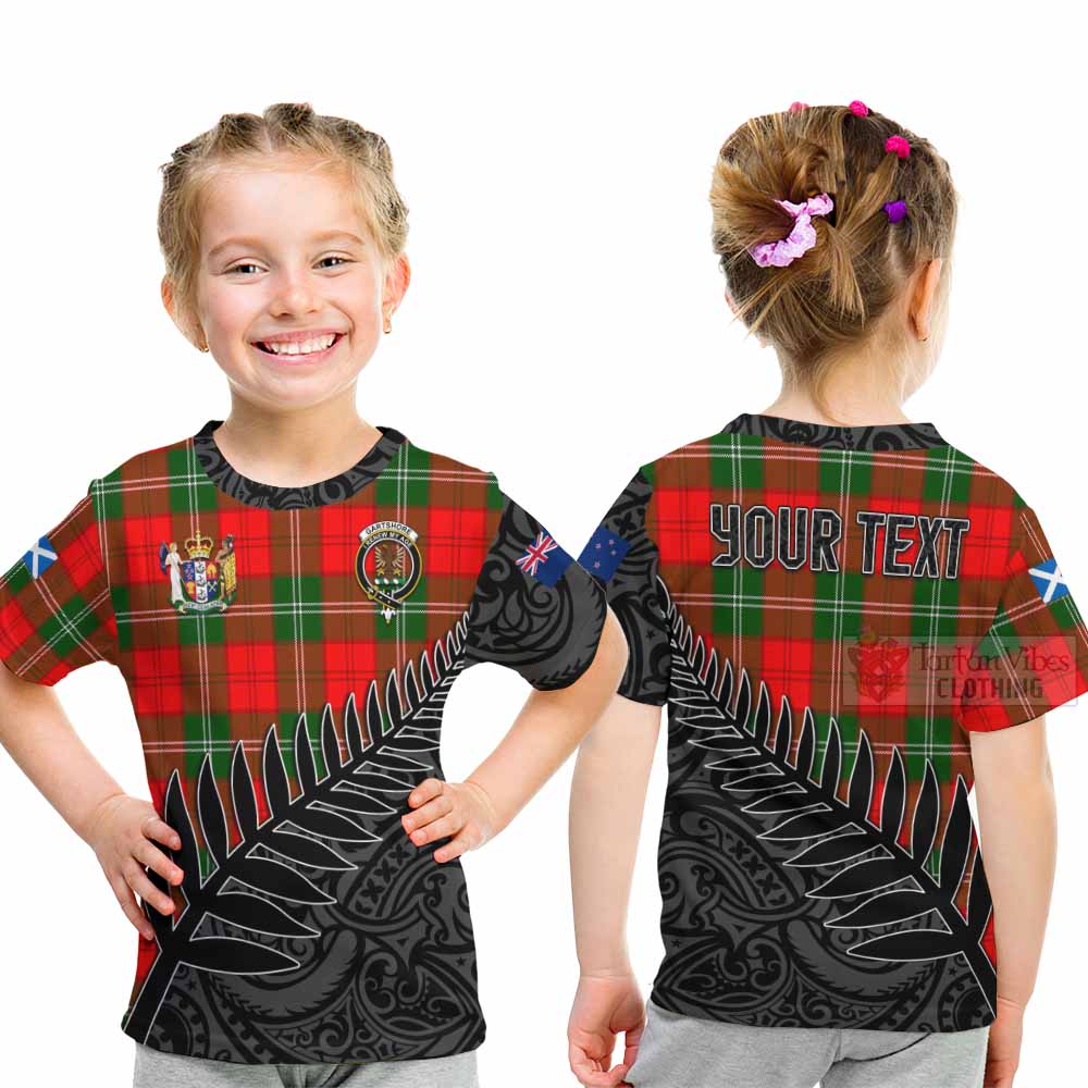 Tartan Vibes Clothing Gartshore Crest Tartan Kid T-Shirt with New Zealand Silver Fern Half Style